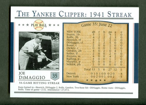 Joe DiMaggio #S35 card from 2003 Upper Deck Play Ball Yankee Clipper