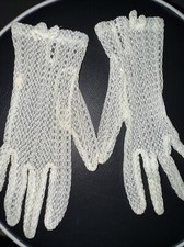 Vintage 50s Lace Ivory Nylon Wrist Gloves