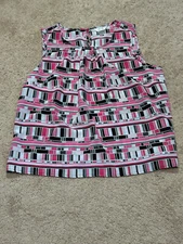 CJ Banks Womens Shirt Plus Size 1X Multicolor Geometric Print Lightweight Flowy