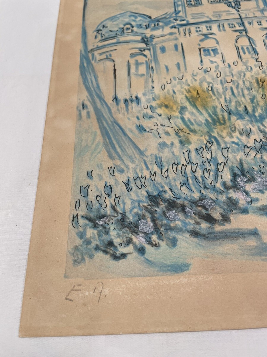 Aquarelle Originale Simone Duval-Wenta Paysage De Marais Avec Bateau Encadrée
