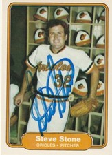 STEVE STONE BALTIMORE ORIOLES  SIGNED 1982 FLEER CARD #182