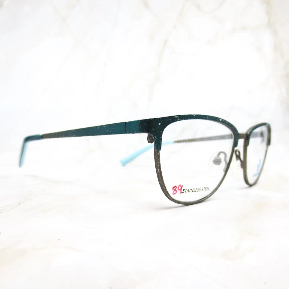 Marco de gafas Converse K201 unisex niños verde azulado metal medio borde ojo de gato 46-14-125 Foto 2 de 4