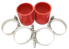 Two 2 12 Silicone Hose 2.5 Straight Coupler Red With 4 T Botls Clamps
