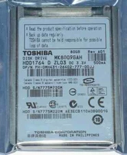 TOSHIBA 80 GB HDD 1.8" 8MB 4200RPM MK8009GAH CE ZIP Hard Disk Drive