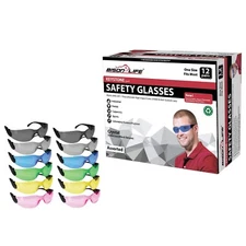 12 Pack Keystone Safety Glasses, UV 400, ANSI Z87.1, Scratch & Impact Resistant