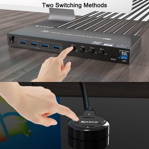 4in1 out KVM Switch Hub Share Converter KVM401A KC-KVM401A USB3.0 HDMI KVM 5Gbps - Afbeelding 6 van 14