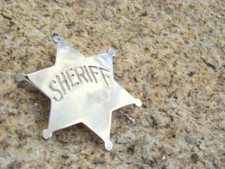 Sheriff Badge Old West Replica Old 14K White Gold Plate Antique 6 Pointed Star