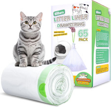 65 Count Drawstring Cat Litter Bags for Most Auto Self-Cleaning Litter Box, Extr