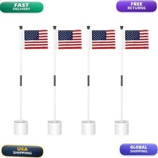 KINGTOP 3 ft White Golf Flagstick Sets with USA Flags, 4 Pack