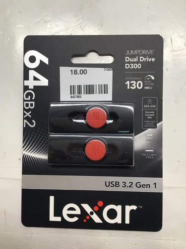 Lexar JumpDrive Dual Drive D400 64GB USB 3.1 Type-C Flash Drive (44785)