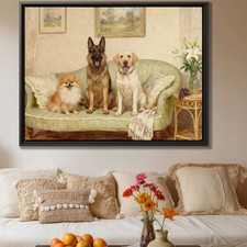 Living Room Decor Oil Painting Dog Art Pomeranian Canvas Print Labrador Artwork