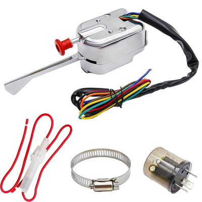 #ad Universal Turn Signal Switch with Flasher 12V Chrome Street Hot Rod Turn Signal $35.99