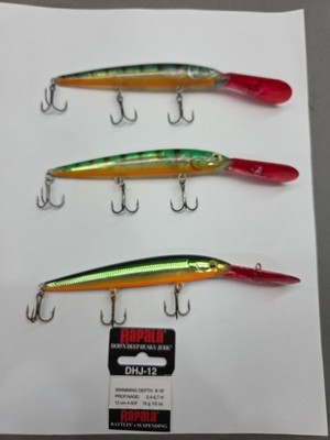 3-RAPALA DOWN DEEP HUSKY JERK 4 3/4''  1/2 OZ DHJ12 Red Bill Rattlin Suspending