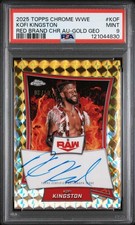 2025 TOPPS CHROME WWE RED BRAND CHROME AUTOS #KOF KOFI KINGSTON 8/50 PSA 9