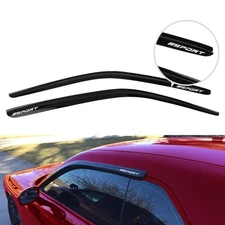 Fits 08-23 Dodge Challenger Window Visor Rain Sun Wind Guard Vent w/ White SPORT