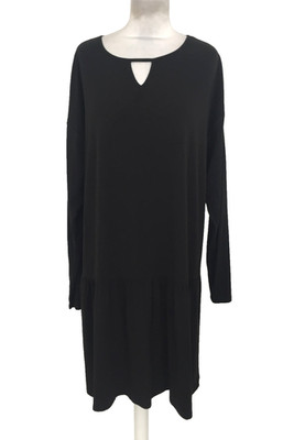 Thought Women's Dress Size 16 Black Jersey Dropped Waist Keyhole Ties New F1