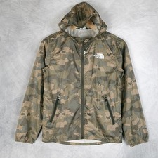 The North Face Jacket Kids 10-12 Green Camo Windwall Hooded Zip Coat NF0A3Y8V