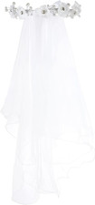 Flower Crown Girls First Communion White Floral Wreath Lace Veil