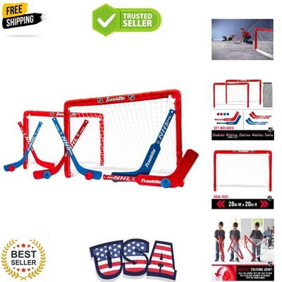 NHL Kids Mini Hockey Goal Set - 2 Mini + Knee Hockey Goals, 4 Youth Sticks, 2...