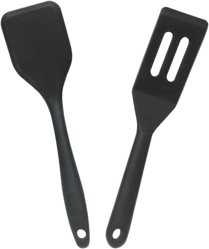 Mini Small Spatula, 2 Pieces Flexible Nonstick Brownie 8.27*2.17in, Black