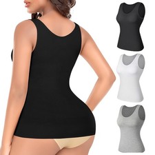Women Camisole with Built in Shelf Bra Comfort Tank Tops Basic Layer Sleeveless