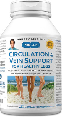 Circulation, Vein Support for Healthy Legs 360 Capsules - High Bioactivity Diosm