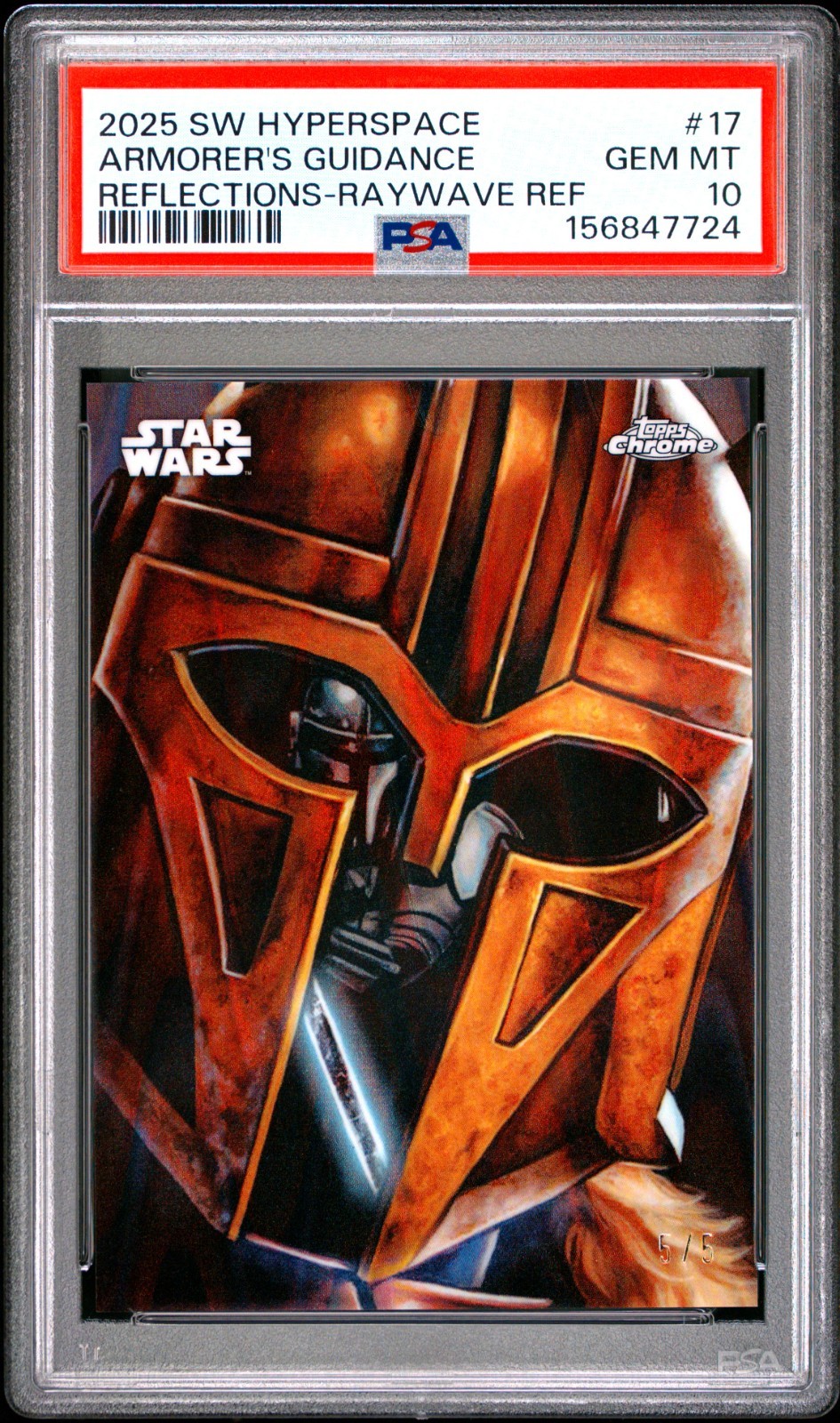2025 TOPPS STAR WARS ARMORER'S GUIDANCE /5 REFLECTIONS PSA 10 POP 1! view 1