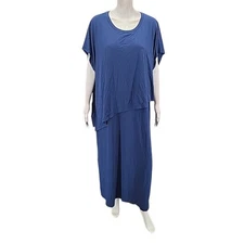 Attitudes by Renee Womens Parisian Jersey Knit Midi Dress 3X Plus Size Blue