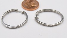 Weißgold Creolen Ohrringe Oval  26 x  Diamant 585 Gold modern Neu wertig