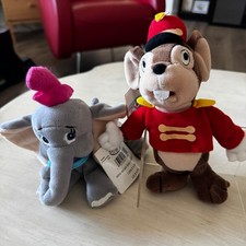 VTG The Disney Store Dumbo  Timothy Mini Bean Bag Plush 8" Set of Two NWT