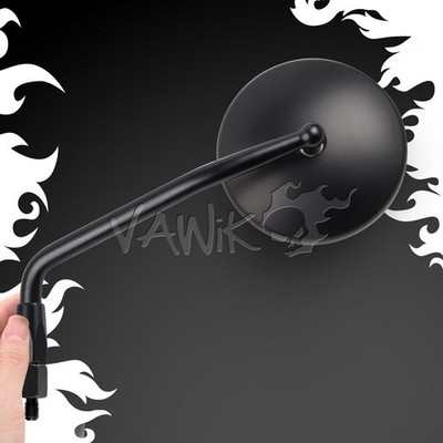 VAWiK Eclipse rearview mirrors black round 8mm convex Emark Pair fits scooter ε