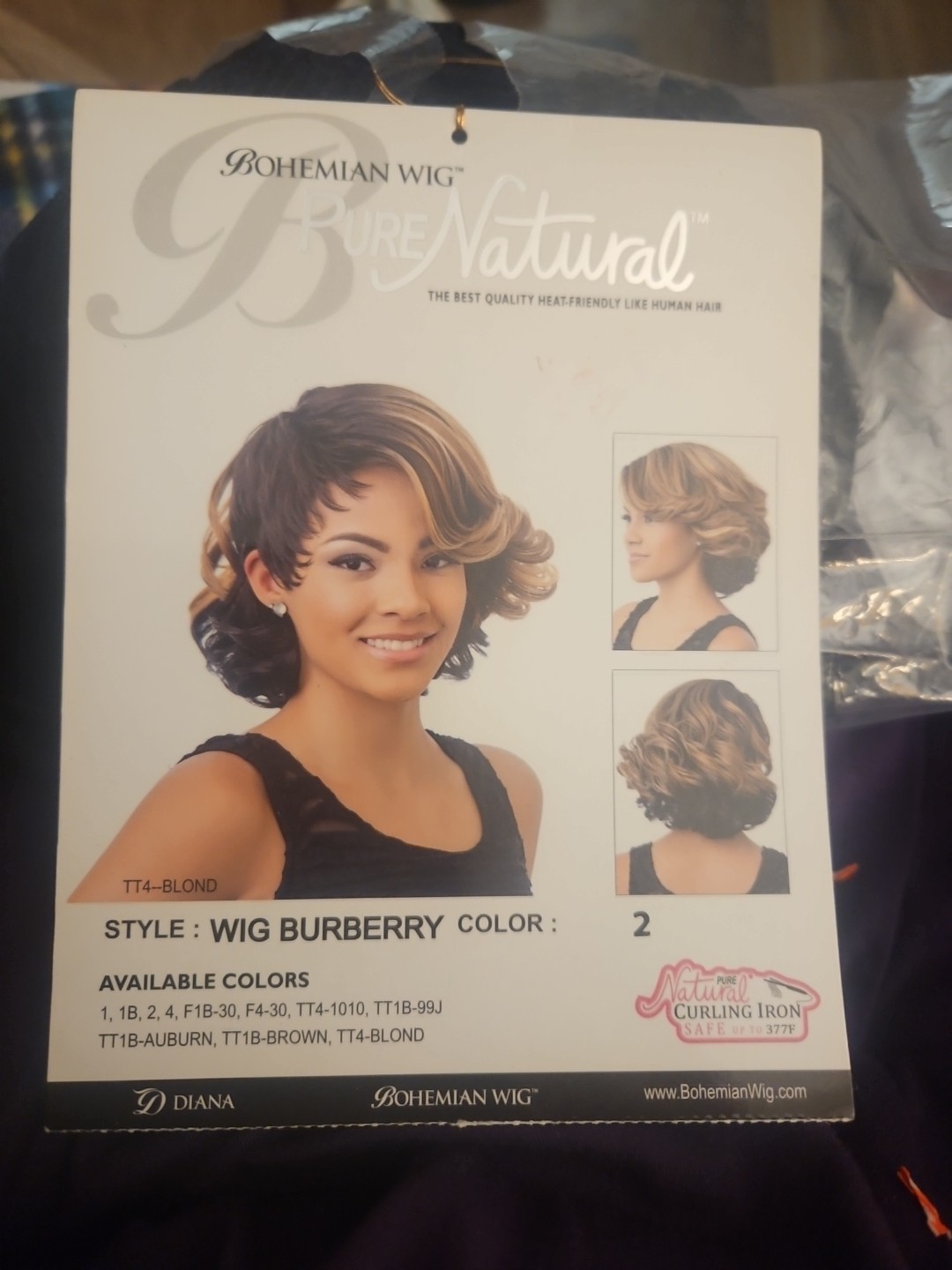 Bohemian, Wig pure natural #2 short style with color for every woman.
