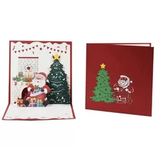 2025-2026 3D Pop-Up Plastic Luxury Christmas cards W/ Envelope Holiday Greetings