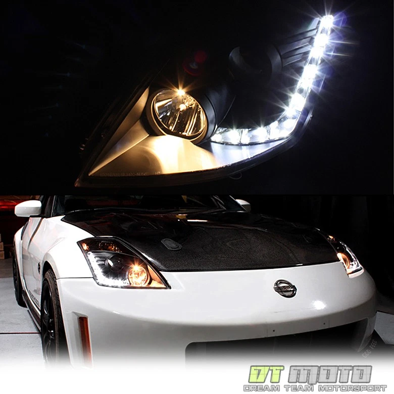 Lente ahumada para faros proyectores 350Z 2003 2004 2005 con luces de circulación LED Foto 2 de 4