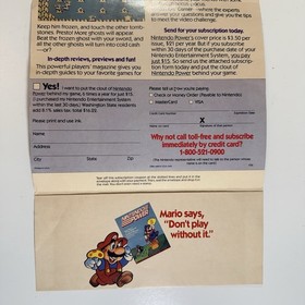 Nintendo Power Mail Away Promo Insert Subscribe NES Zelda Double Dragon
