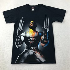 Vintage Y2K Wolverine T Shirt Mens Small Black Marvel MAd Engine X-Men 2000s 