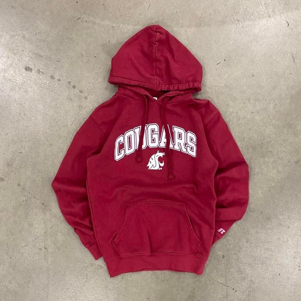 Vintage Washington State Cougars Russell Athletic Burgundy Hoodie Size S