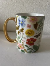 Anthropologie Rifle Paper Co Floral and Butterflies Ceramic Coffee Mug 14 oz