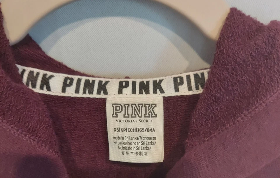Толстовка с капюшоном женская Victoria's Secret розовая бордовая, черная и белая на молнии размер XS - Изображение 2 из 4