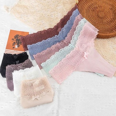 9 Pcs Lot Sexy Womens Lace Panties Thongs G string Bikinis Ice Silky Underwear