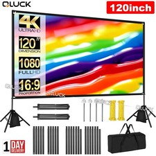 120" Projector Screen 2.5m Tripod Stand Portable Home Outdoor Movie 16:9 4K HD