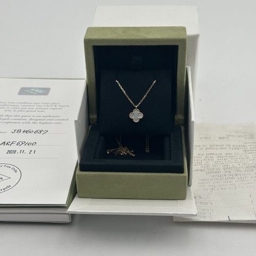 Van Cleef & Arpels Sweet Alhambra 18K Yellow Gold Pendant Necklace MOP
