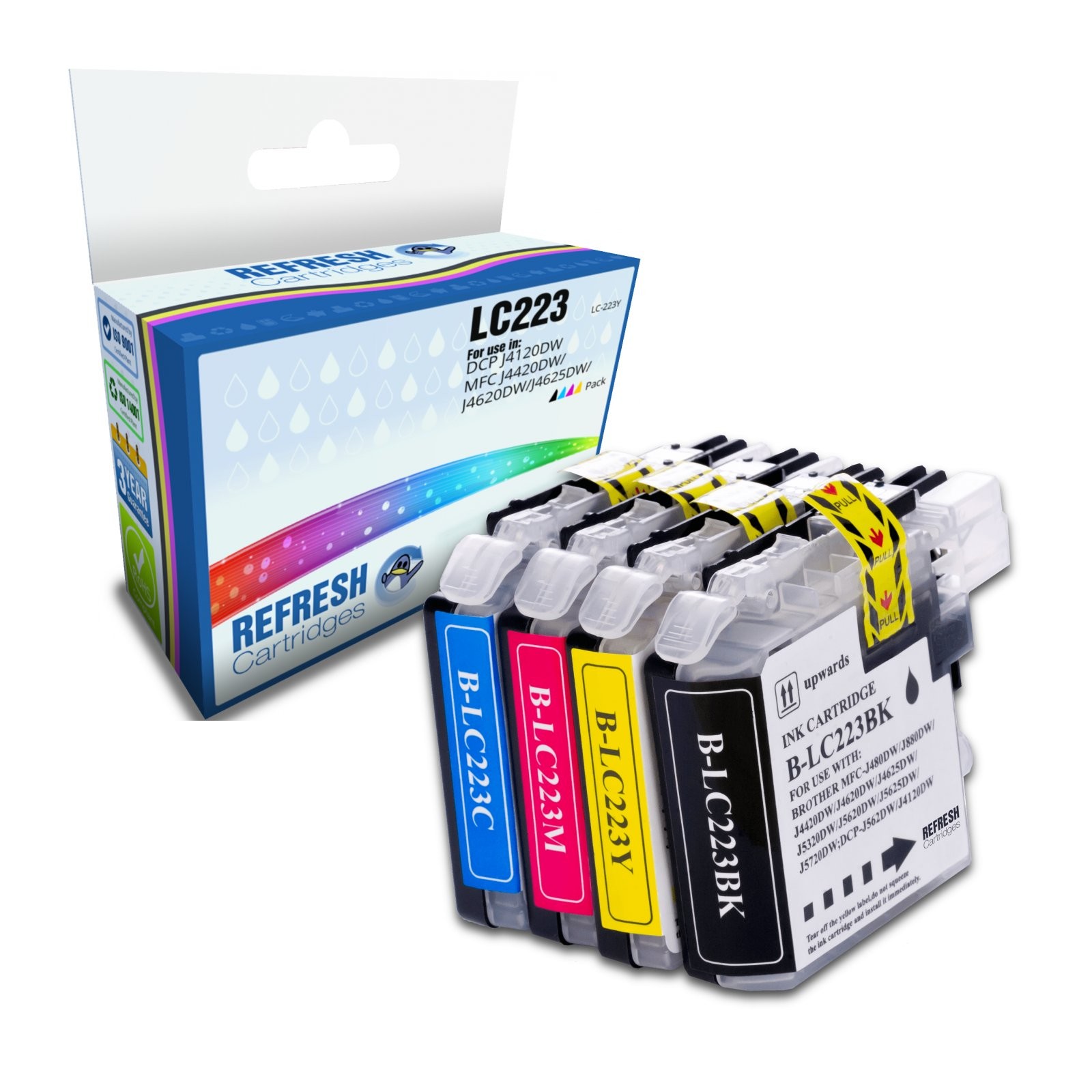 Refresh Cartridges Full Set Pack LC223 Ink Compatible With Brother Printers
