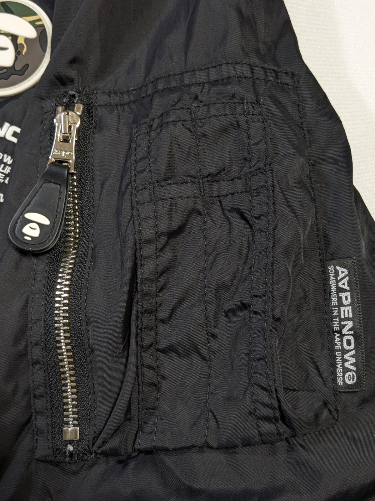 Aape By A Bathing Ape Bape Bomber Jacket  Large Woobie Lined Streetwear Distress image 15