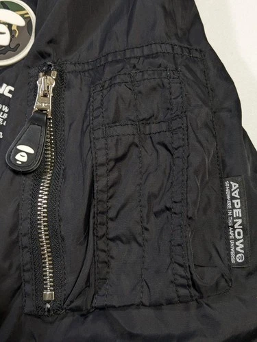 Aape By A Bathing Ape Bape Bomber Jacket  Large Woobie Lined Streetwear Distress image 15