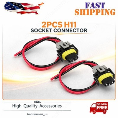 Wire Pigtail Female S H11 Two Harness Head Light Low Beam Socket Connector Plug