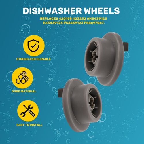Dishwasher Lower Bottom Basket Wheels Compatible for & 1653143996 - Picture 2 of 7
