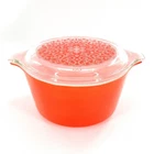 Vintage Pyrex Red Celtic Floral 473 1 Quart Round Casserole Dish w/ Lid