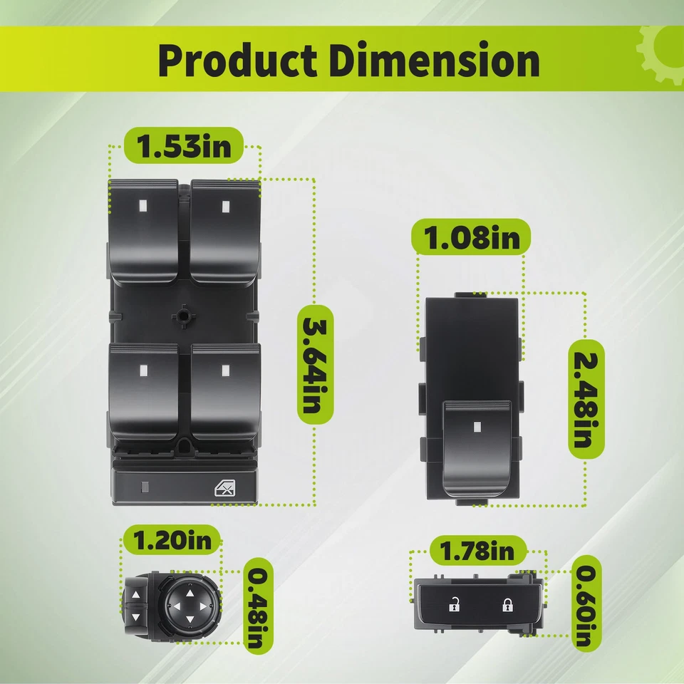 Juego completo de interruptores de control de ventana eléctrica para GMC Acadia 2007-2017 / Yukon 2010-2013 Foto 2 de 4