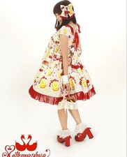 Preview of Metamorphose Juicy Fruit Print Goth Lolita Dress White/Red Puff Sleeve